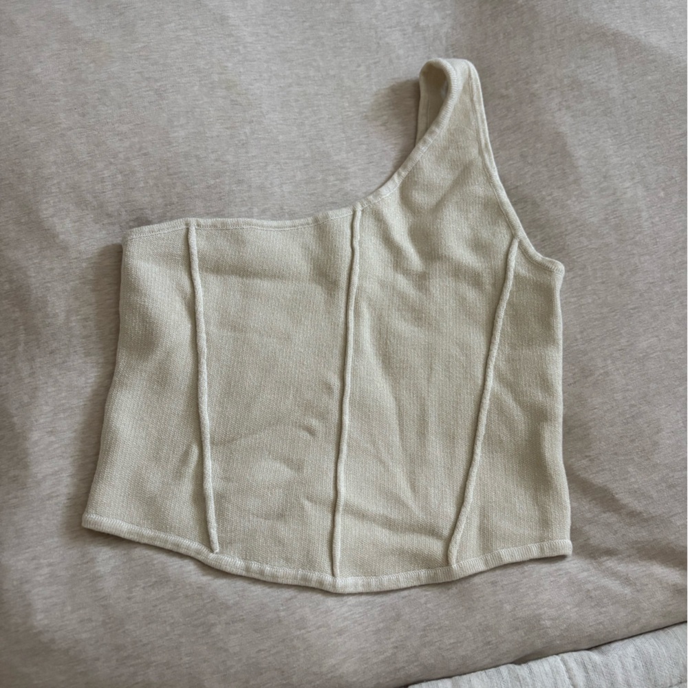 Anthropologie Cream Asymmetrical Women's Top